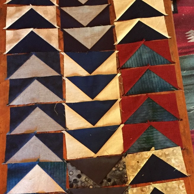 Some of Lynne's little collection of flying geese blocks