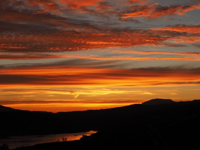 Sunset looking out over Lake Henessey from Pritchard Hill